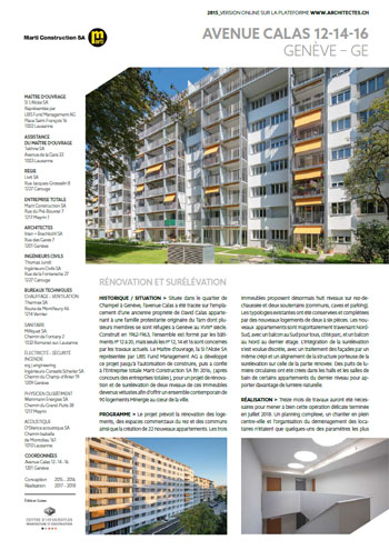 AVENUE CALAS 12-14-16 GENÈVE – GE : RÉNOVATION ET SURÉLÉVATION